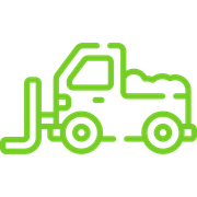 a green line drawing of a truck with a hose attached to it