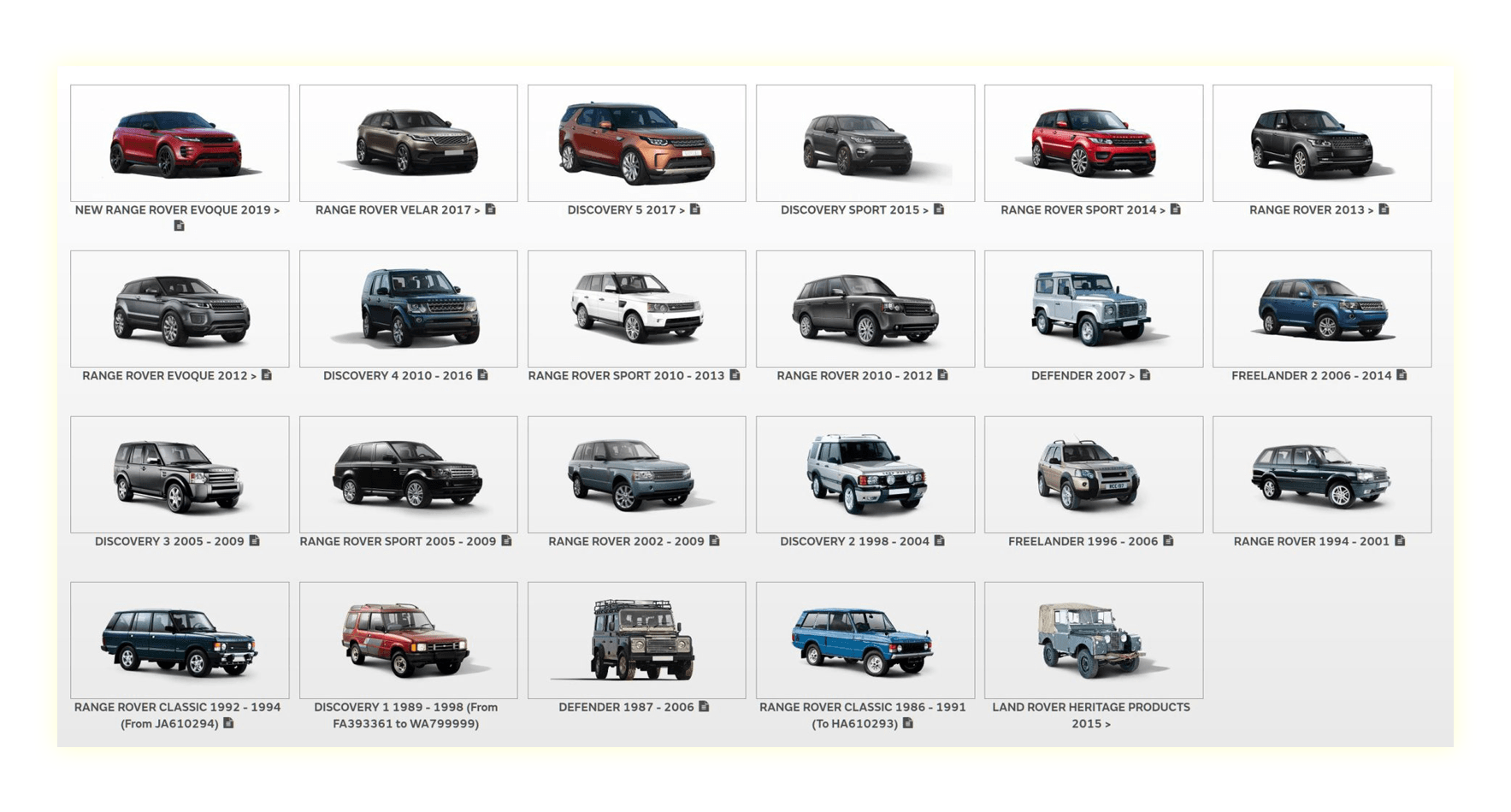 Land Rover car models