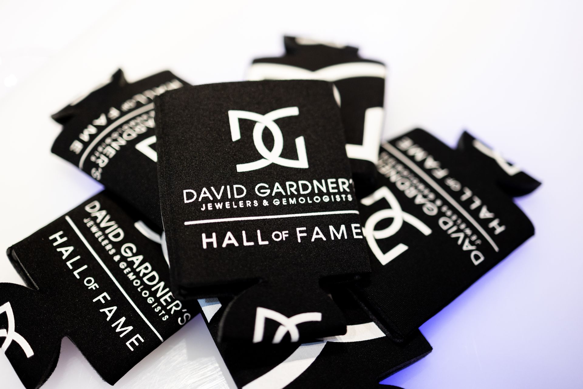 A pile of david gardner 's hall of fame labels