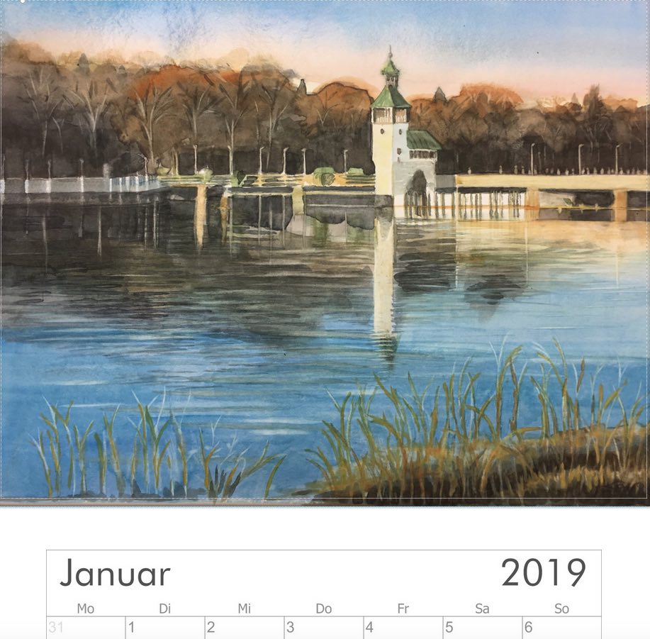 Kalender-2019-Augsburg-Aquarell-Elisabeth-Ernicke-Goßner