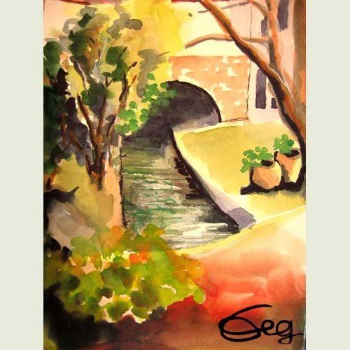 Bild, Gemälde, Augsburg, Welterbe,  Wasser, Gottheit, Symbol, Figur, Statue, Brunnen, Elisabeth Ernicke-Goßner, Elisergo