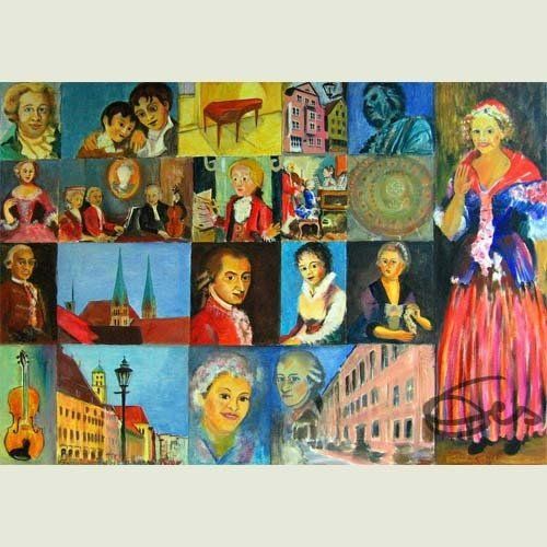 Bild, Gemälde, Augsburg, Welterbe,  Wasser, Gottheit, Symbol, Figur, Statue, Brunnen, Elisabeth Ernicke-Goßner, Elisergo