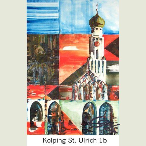 Bild, Augsburg, Stadtlandschaft , Maximilianstraße, Aquarell, Gebäude, Haus, Elisabeth Ernicke-Goßner