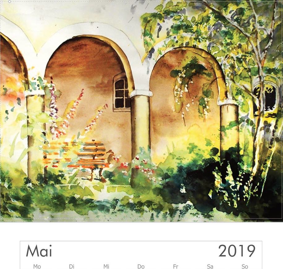 Kalender-2019-Augsburg-Aquarell-Elisabeth-Ernicke-Goßner