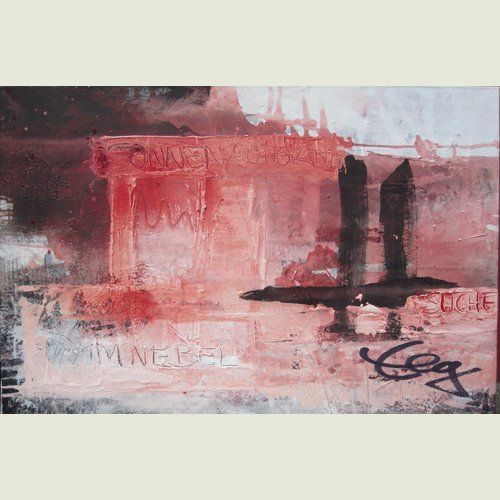 Triptychon, rot, schwarz, Mischtechnik, Bild, großformatig,  Elisabeth Ernicke-Goßner