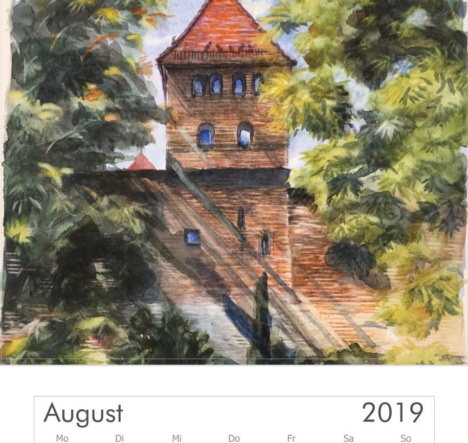 Kalender-2019-Augsburg-Aquarell-Elisabeth-Ernicke-Goßner