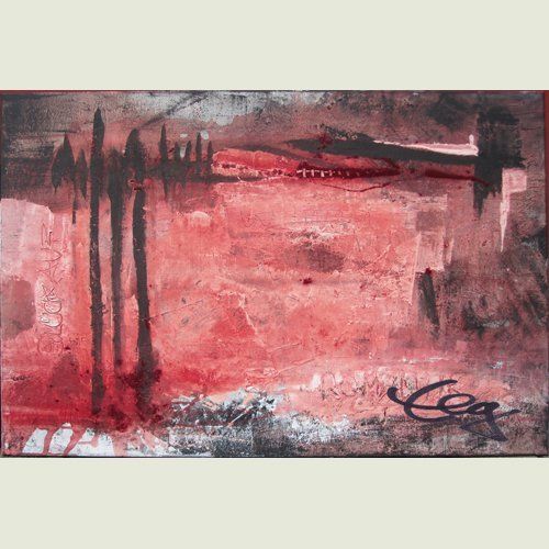 Triptychon, rot, schwarz, Mischtechnik, Bild, großformatig,  Elisabeth Ernicke-Goßner