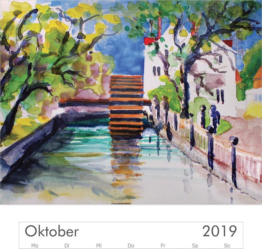 Kalender-2019-Augsburg-Aquarell-Elisabeth-Ernicke-Goßner