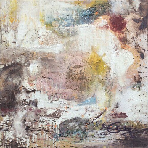 Bild, beige, braun, blutrot,  Mischtechnik, Attentat, Anschlag, Elisabeth Ernicke-Goßner