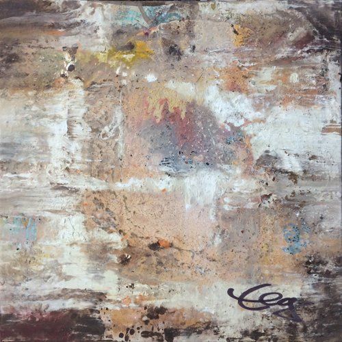 Bild, beige, braun, blutrot,  Mischtechnik, Attentat, Anschlag, Elisabeth Ernicke-Goßner