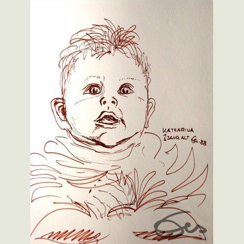 Portraitskizze Mädchen Tochter Katharina