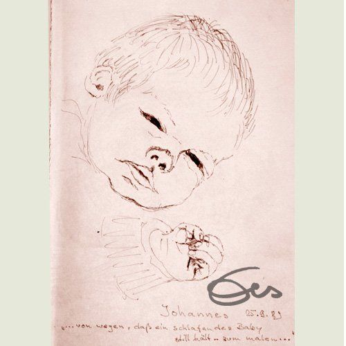 Pastellskizze Neugeborenes Baby