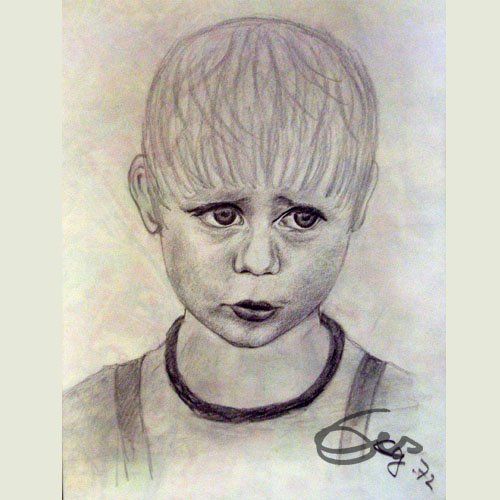 Zeichnung Portrait kleiner Junge mit Pony