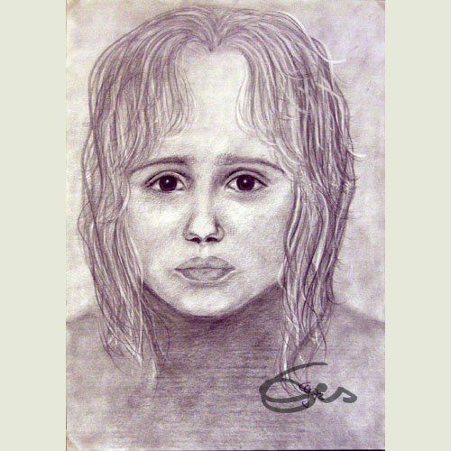 Pastellzeichnung Schwester Jutta kleines Mädchen
