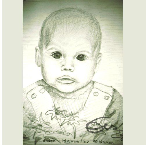 Pastellskizze kleiner Junge Porträt