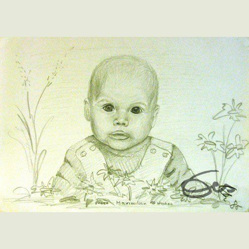 Pastellskizze kleiner Junge Porträt