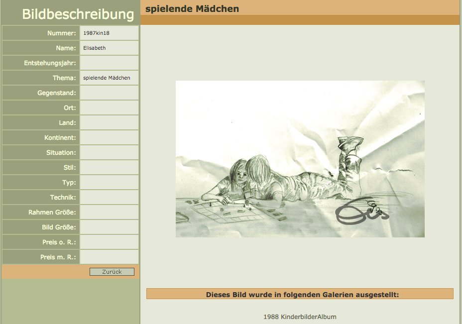 Kleine Mädchen beim Brettspiel , Bleistiftzeichnung