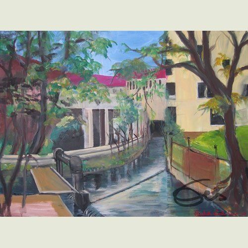 Bild, Gemälde, Augsburg, Welterbe,  Wasser, Gottheit, Symbol, Figur, Statue, Brunnen, Elisabeth Ernicke-Goßner, Elisergo