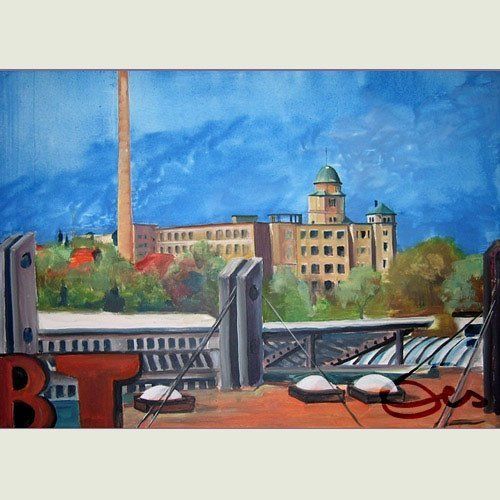 Bild, Augsburg, Acryl, Gebäude, Haus, Technik , Fabrik, Industrie, Elisabeth Ernicke-Goßner