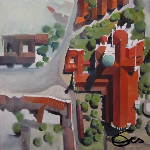 Bild, Augsburg, Acryl, Gebäude, Haus, Kirche, Ulrich, Münster, Basilika, Elisabeth Ernicke-Goßner