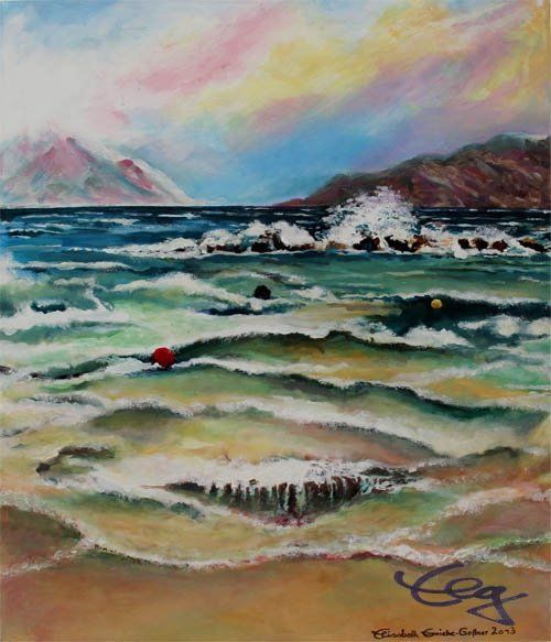 Bild, Gemälde, Wüste, Wasser, Israel, Landschaft, Elisabeth Ernicke-Goßner