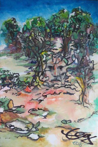 Bild, Gemälde, Wüste, Wasser, Israel, Landschaft, Elisabeth Ernicke-Goßner