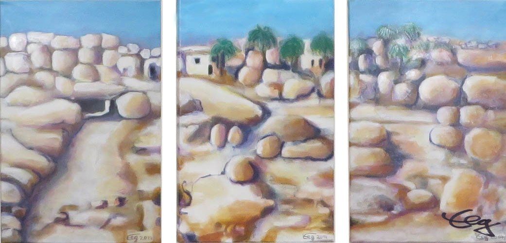 Bild, Gemälde, Wüste, Wasser, Israel, Landschaft, Elisabeth Ernicke-Goßner