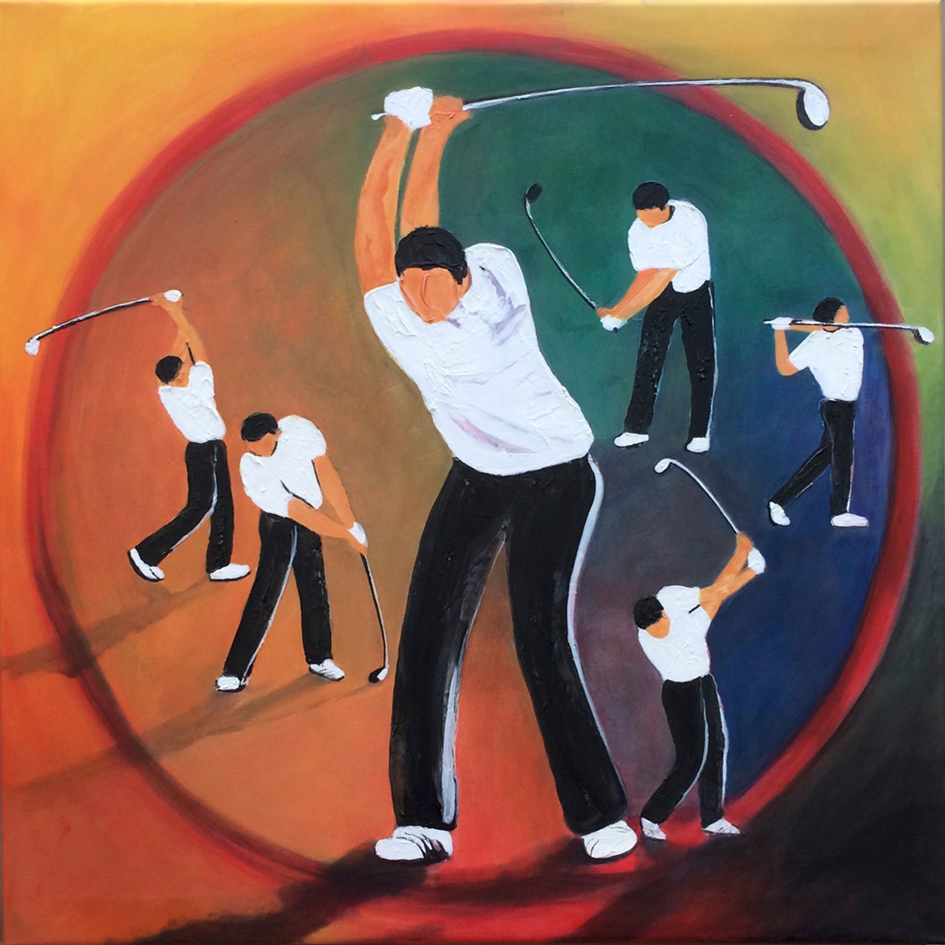 Bild, Acryl, Leinwand, Golf, Sport, Schwung