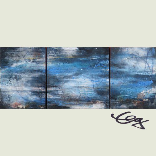 Triptychon, Bild, Blau, Mexiko, Tauchen, Acryl, Mischtechnik, Leinwand,  Bild,  Elisabeth Ernicke-Goßner,  Großformat