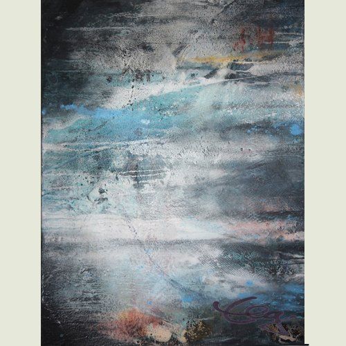 Triptychon, Bild, Blau, Mexiko, Tauchen, Acryl, Mischtechnik, Leinwand,  Bild,  Elisabeth Ernicke-Goßner, Großformat