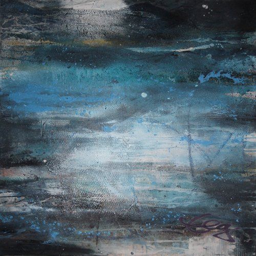 Triptychon, Bild, Blau, Mexiko, Tauchen, Acryl, Mischtechnik, Leinwand,  Bild,  Elisabeth Ernicke-Goßner, Großformat