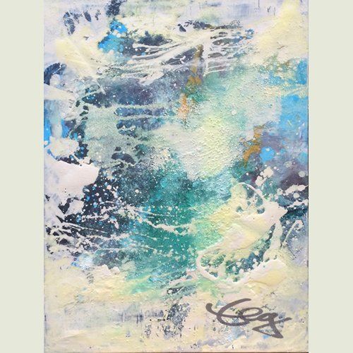 Triptychon, Bild, türkis, beige, Florida, Key Lime, Tauchen, Acryl, Mischtechnik, Leinwand,  Bild,  Elisabeth Ernicke-Goßner,  Großformat