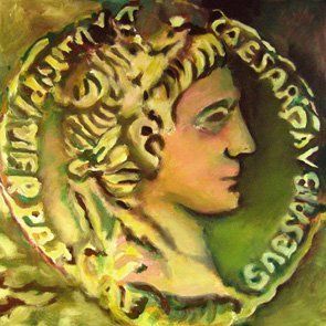Bild, Acryl, Leinwand, Augustus, Münze