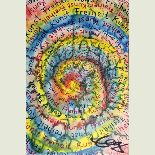 Bild, Steuer , Buchhaltung, Kunst, Freiheit, Flucht, Spirale, Kalligraphie, Acryl, Leinwand, Elisabeth Ernicke-Goßner