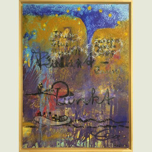 Bild, Freiheit, Flucht, Schlucht, Kalligraphie, Acryl, Leinwand, Elisabeth Ernicke-Goßner