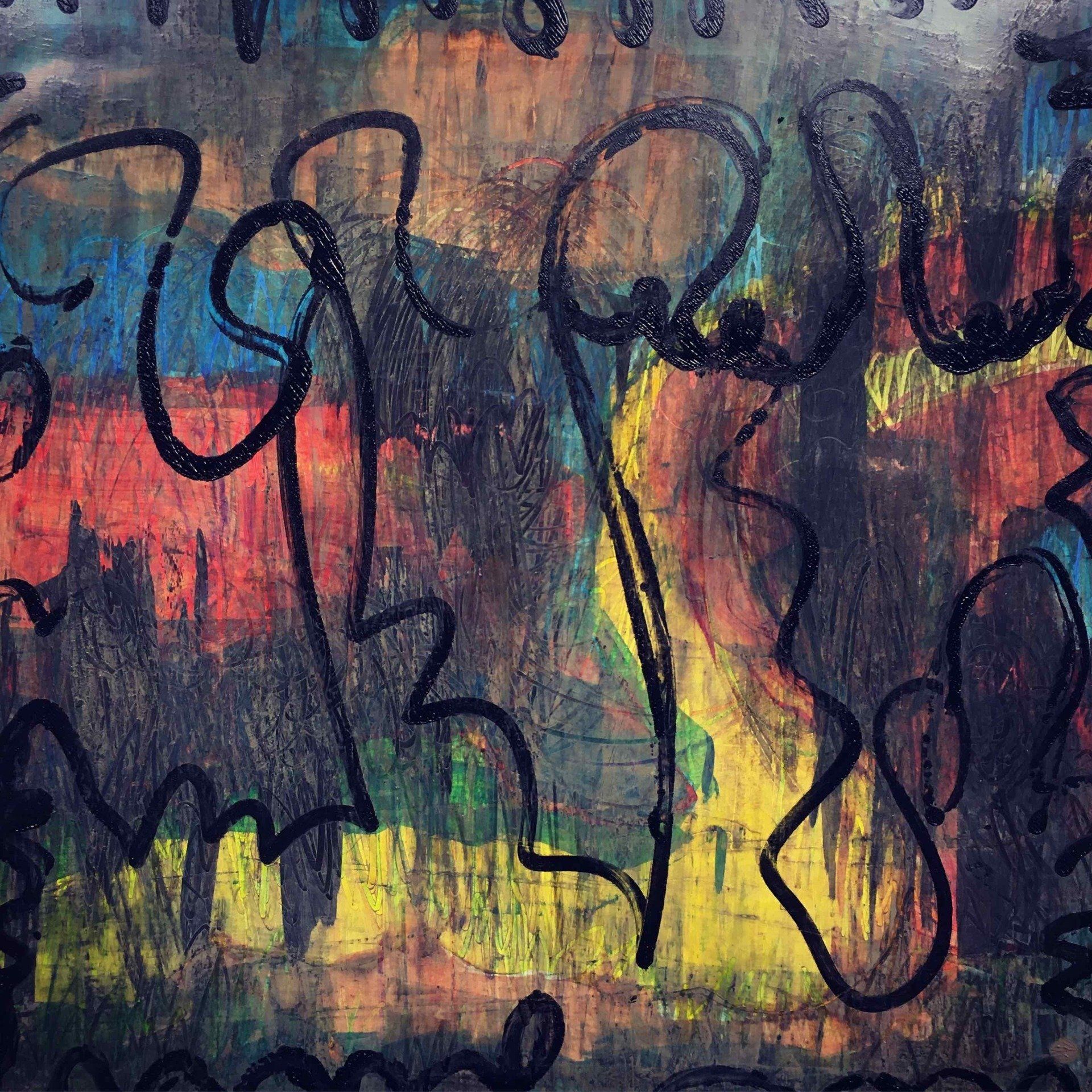 Coronakunst, Gemälde, mit Abstand
Siebdruck auf Karton
