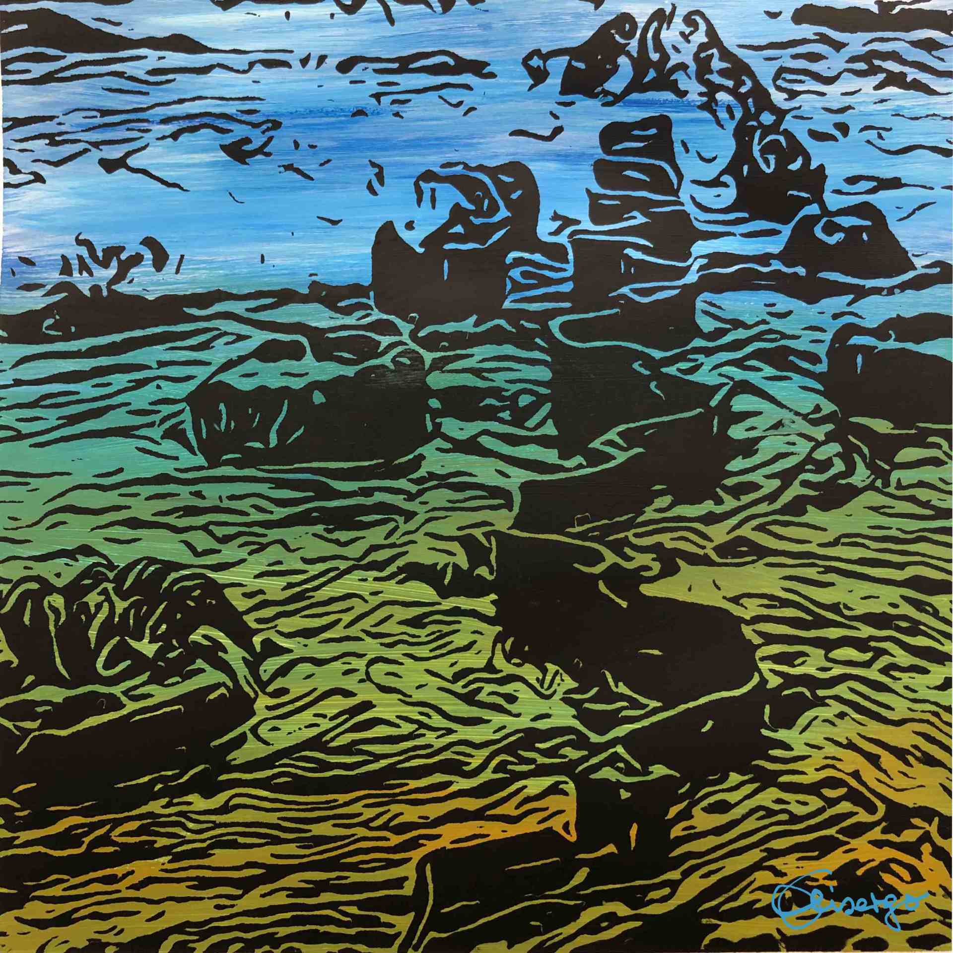 Bild, Gemälde, Siebdruck, Wasser, Elisabeth Ernicke-Goßner, Elisergo