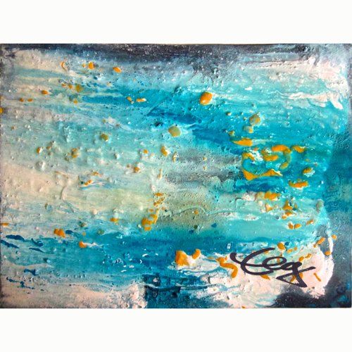 Bild, Leinwand, Mischtechnik, abstrakt, grün-gelb, Elisabeth Ernicke-Goßner,