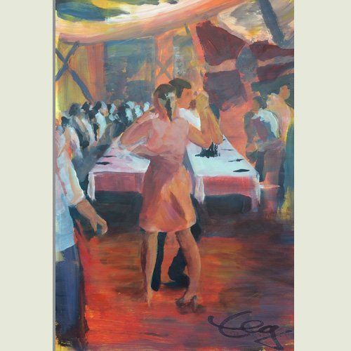 Bild, Öl, Karton, Tanz, Tango