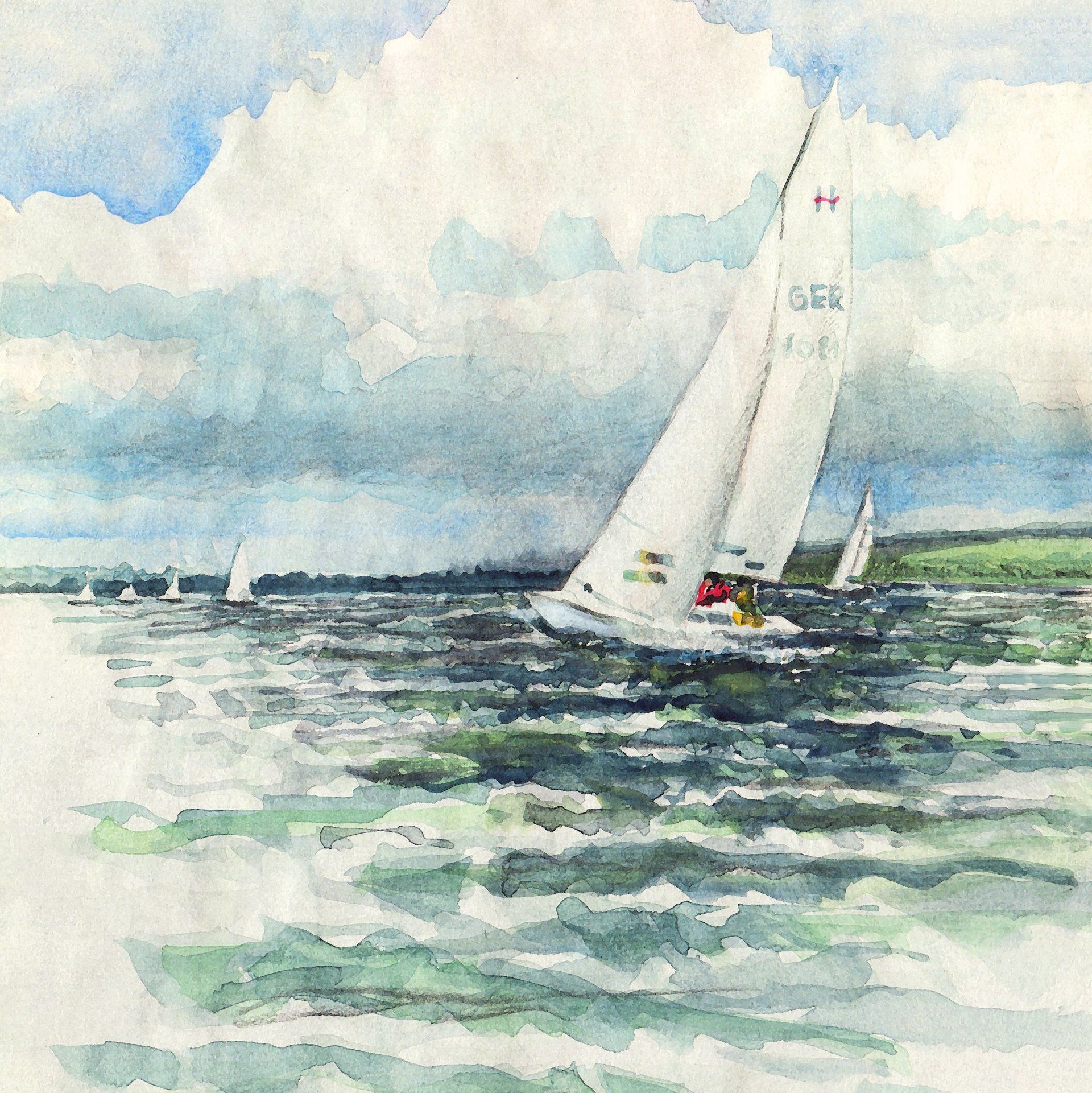 einsames H-Boot, Aquarell im Kalender