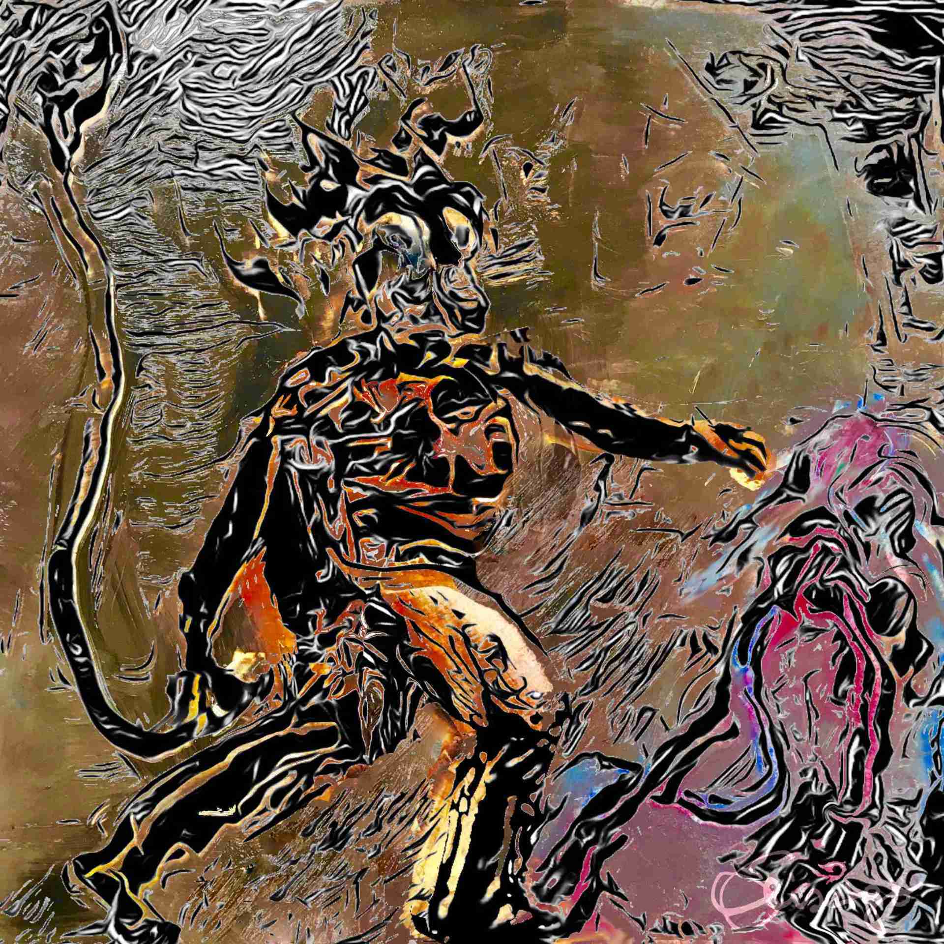 Bild, Gemälde, Siebdruck, Augsburg, Bewegung , Musik, Uhrwerk, Wasser, Figur, Tanz, Elisabeth Ernicke-Goßner, Elisergo