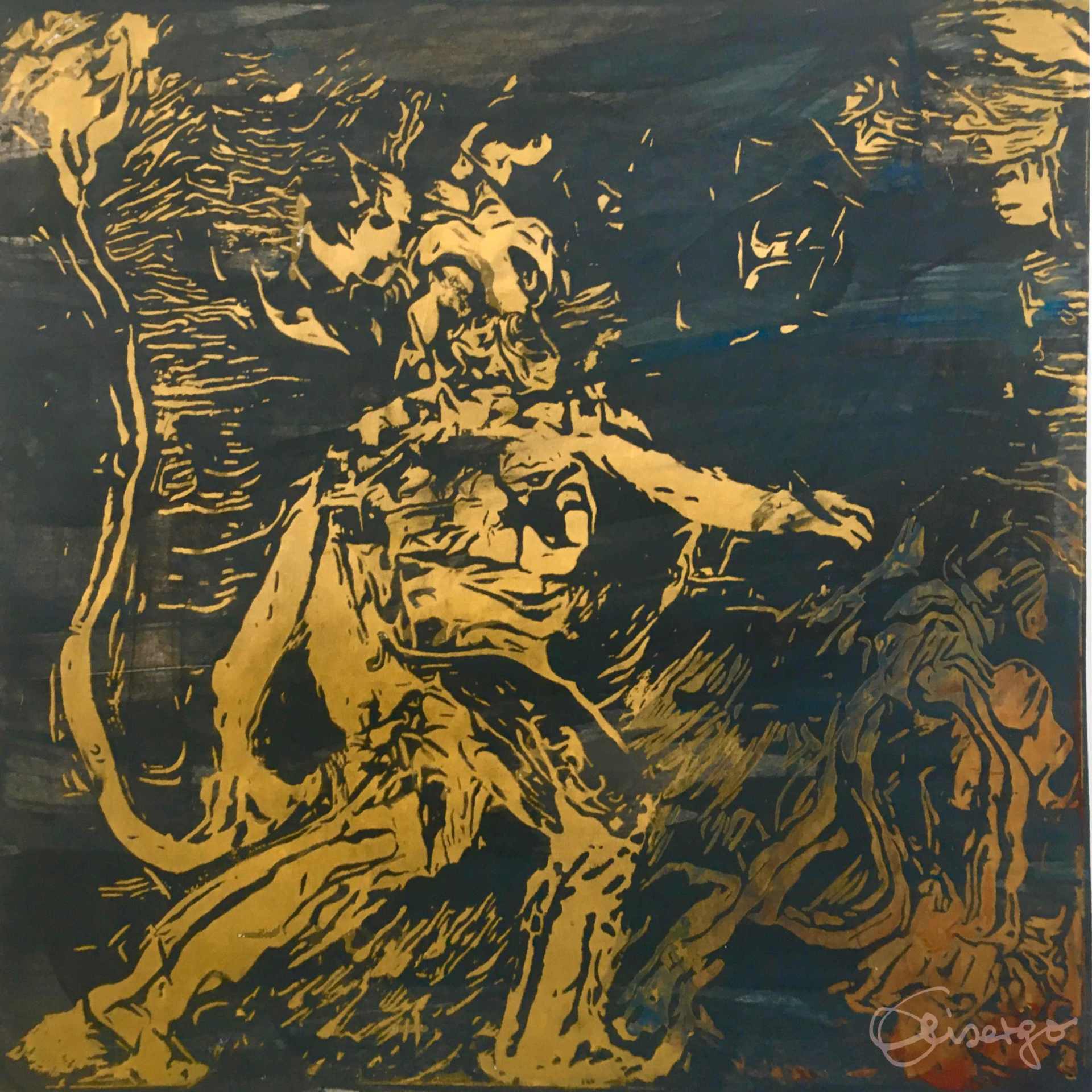 Bild, Gemälde, Siebdruck, Augsburg, Bewegung , Musik, Uhrwerk, Wasser, Figur, Tanz, Elisabeth Ernicke-Goßner, Elisergo