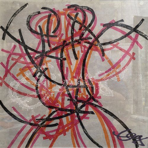 Elisabeth-Ernicke-Goßner-Bild-Öl-Monotypie-Tanz-Welle-Musik-Tango-Argentino