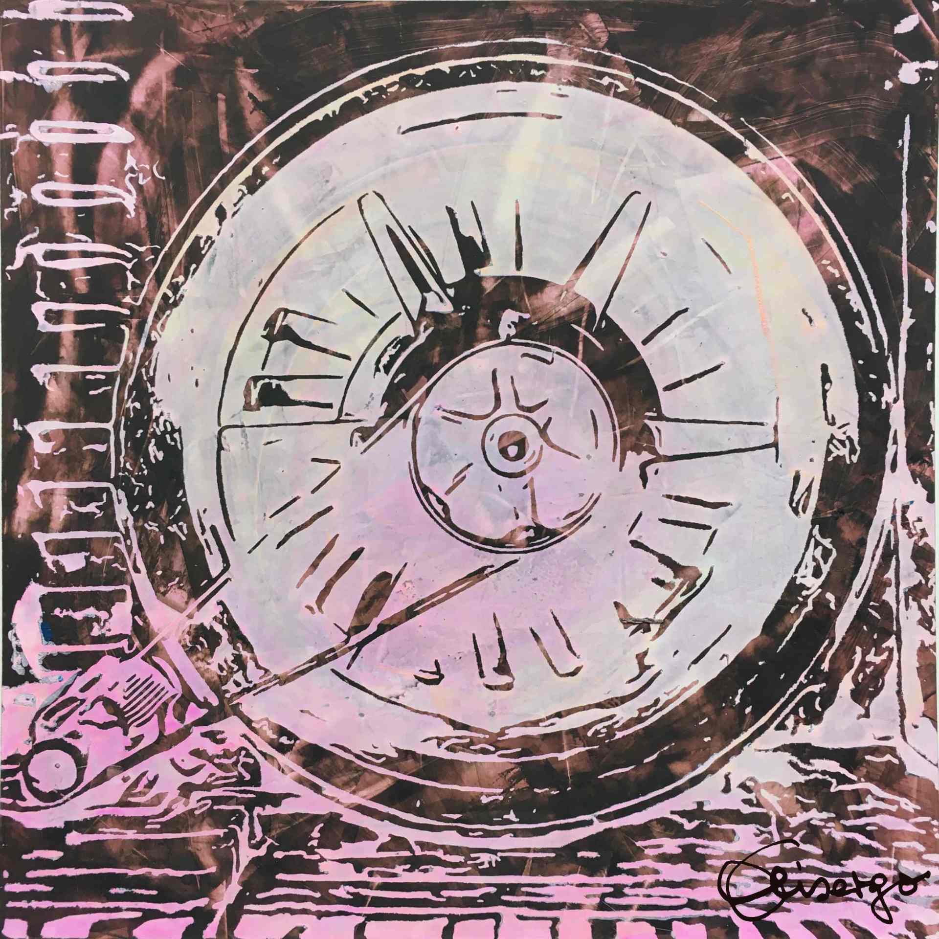 Bild, Gemälde, Siebdruck, Augsburg, Industrie, Zahnrad, Uhrwerk, Wasser, Figur, Hamster, Elisabeth Ernicke-Goßner, Elisergo