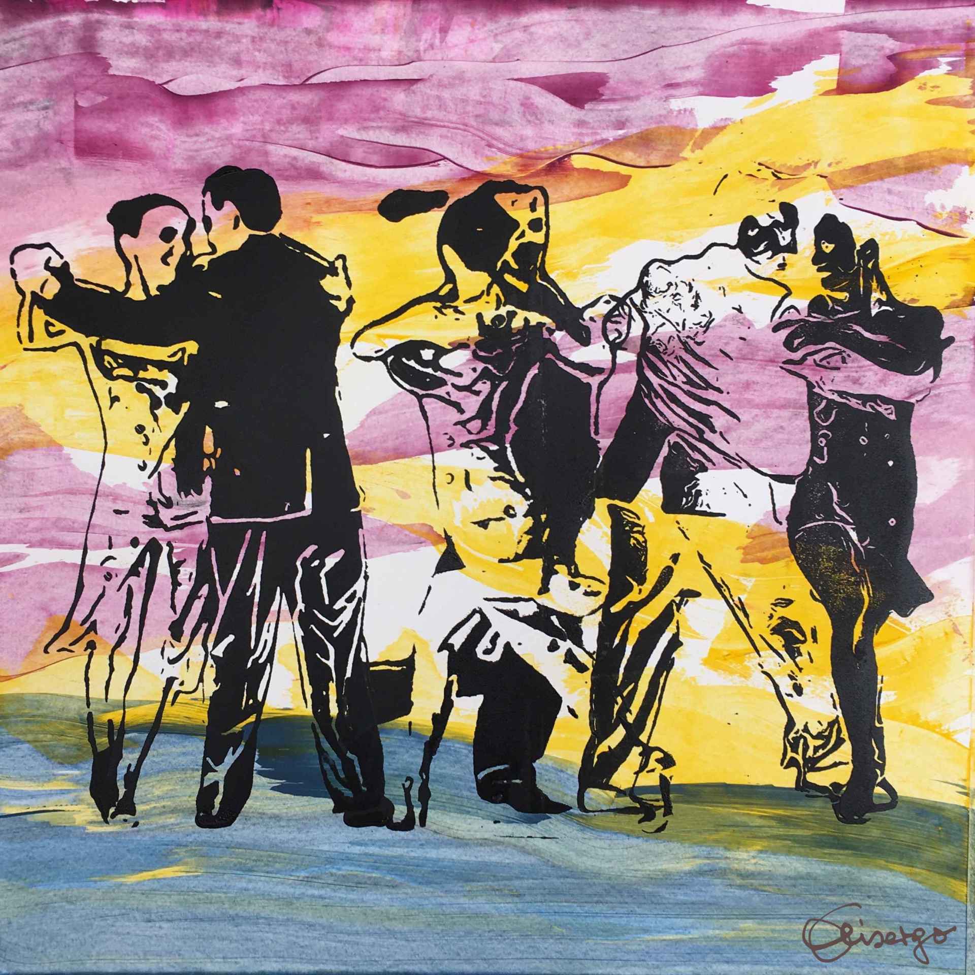 Bild, Gemälde, Siebdruck, Augsburg, Bewegung , Musik, Uhrwerk, Wasser, Figur, Tanz, Elisabeth Ernicke-Goßner, Elisergo