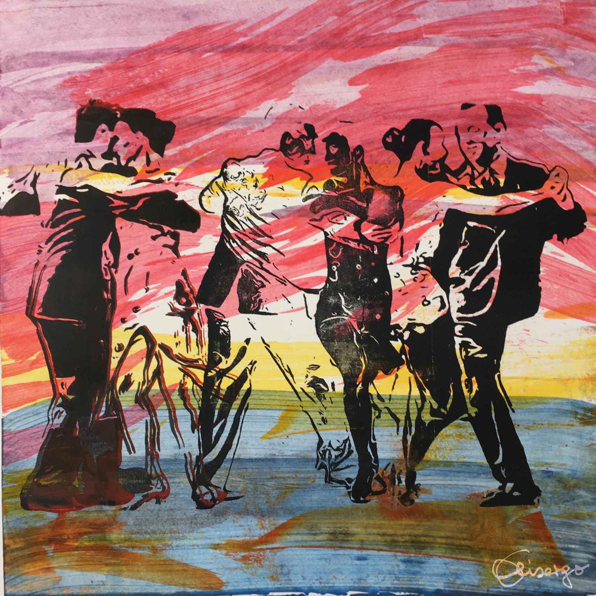 Bild, Gemälde, Siebdruck, Augsburg, Bewegung , Musik, Uhrwerk, Wasser, Figur, Tanz, Elisabeth Ernicke-Goßner, Elisergo