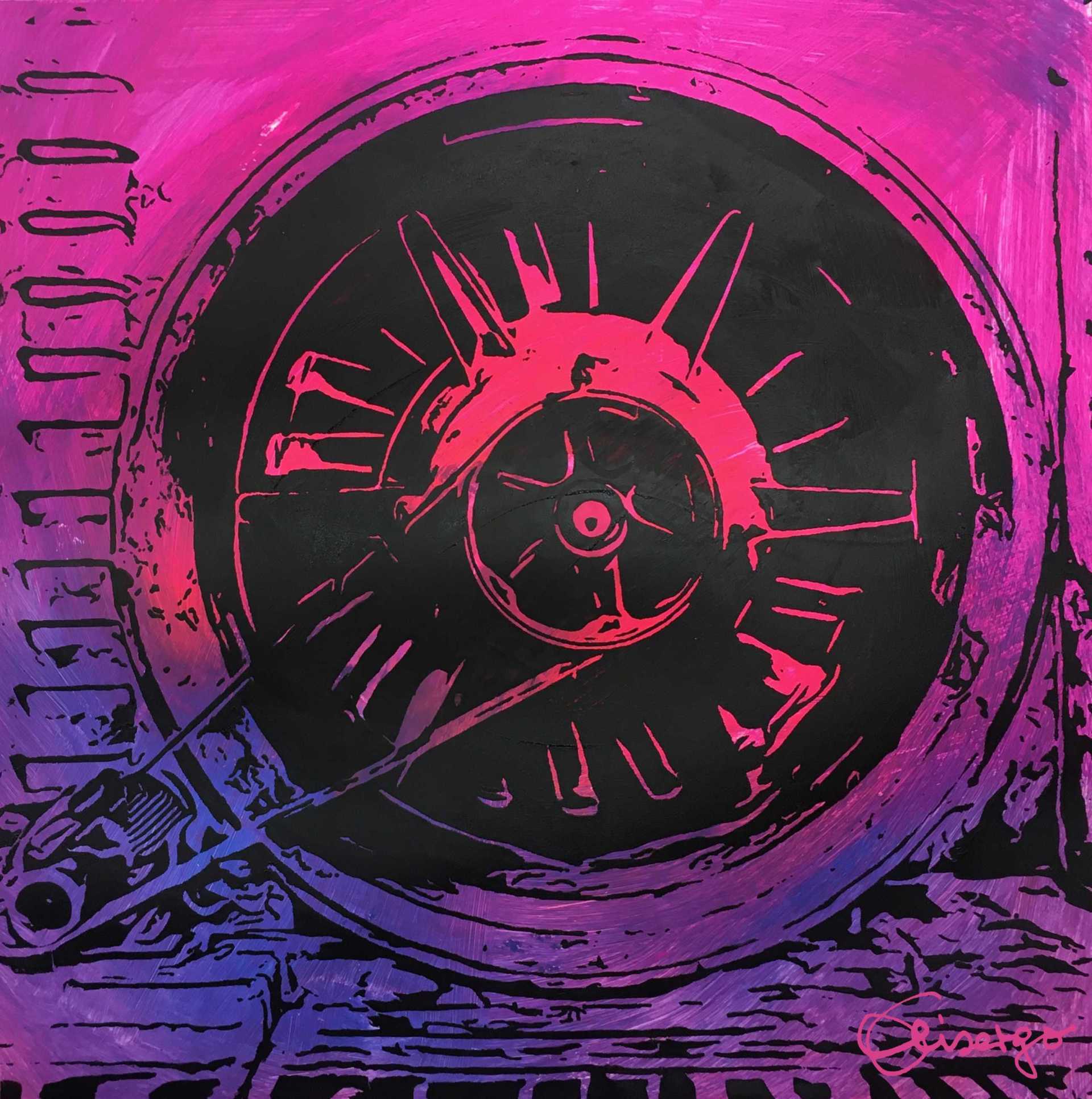 Bild, Gemälde, Siebdruck, Augsburg, Industrie, Zahnrad, Uhrwerk, Wasser, Figur, Hamster, Elisabeth Ernicke-Goßner, Elisergo