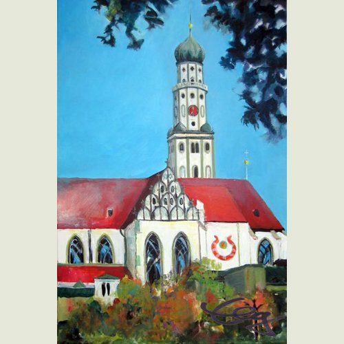 Bild, Augsburg, Acryl, Gebäude, Haus, Kirche, Ulrich, Münster, Basilika, Dom, Elisabeth Ernicke-Goßner