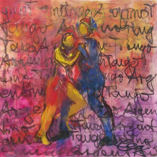 Bild, Öl, Karton, Tanz, Tango