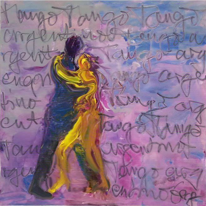 Bild, Öl, Karton, Tanz, Tango